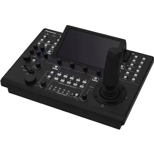 Contrôleur de caméra PTZ Panasonic AW RP150 avec écran tactile et manette ergonomique pour pilotage multi-caméras