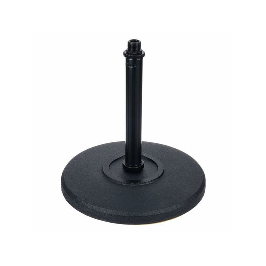 Pied de microphone de table professionnel avec base stable lourde, hauteur réglable et système anti-choc pour podcasts et interviews